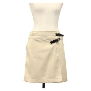 Chanel Skirt Denim Leather Beige CC